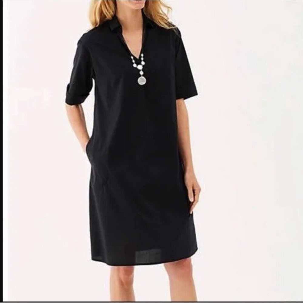 J. Jill| Black Tencel Easy A-line Tunic Short Casual Dress. Size: XS Petite